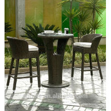 Leisure pe rattan outdoor indoor bar furniture +high bar cocktail table and high chair for bar